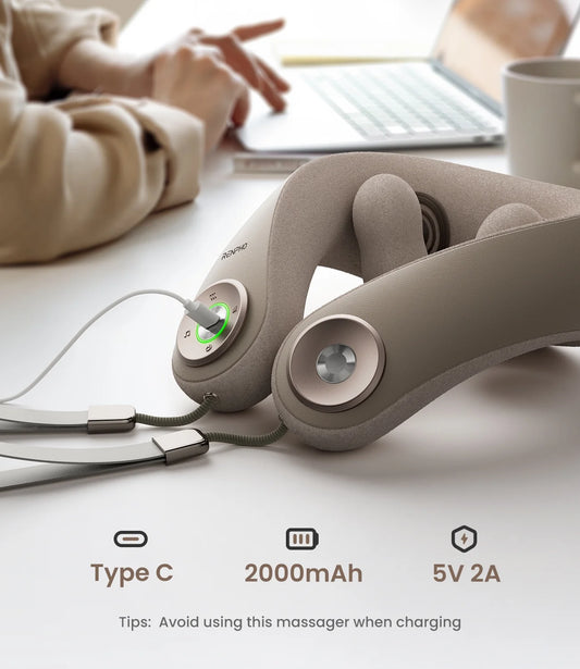 Shiatsu Neck and Shoulder Massager with 2 Levels Heat, Cordless Deep Tissue Massage with Music Playable Bluetooth