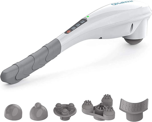 Rechargeable Hand Held Deep Tissue Massager for Muscles, Back, Foot, Neck, Shoulder, Leg, Calf Cordless Electric Percussion Body Massage, FSA and HSA Eligible - White