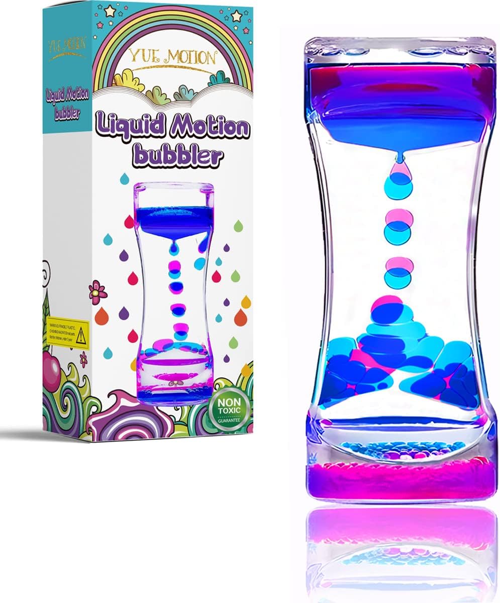 Liquid Motion Bubbler Visual Sensory Toys, Liquid Timer– New Big Calming Sensory Bubbler Toy- Colorful Liquid Hourhlass for Stocking Stuffers, Novelty Gifts