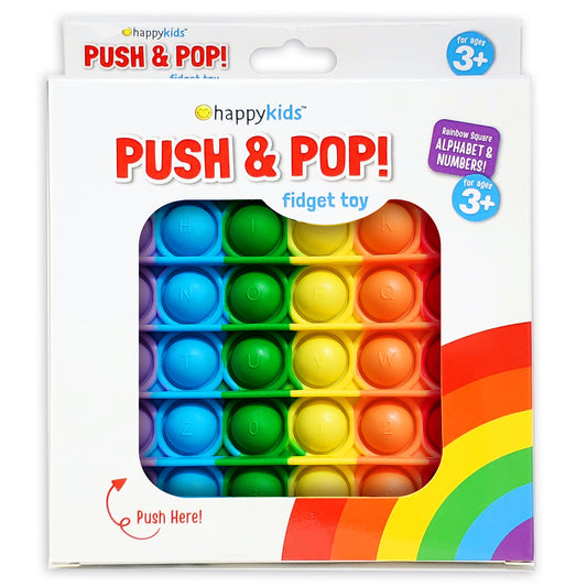 Happy Kids Rainbow Push & Pop It Fidget Toy with Letters & Numbers
