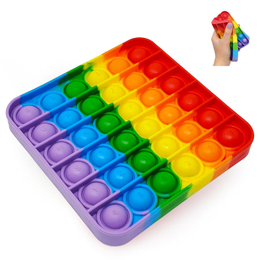 Happy Kids Rainbow Push & Pop It Fidget Toy with Letters & Numbers