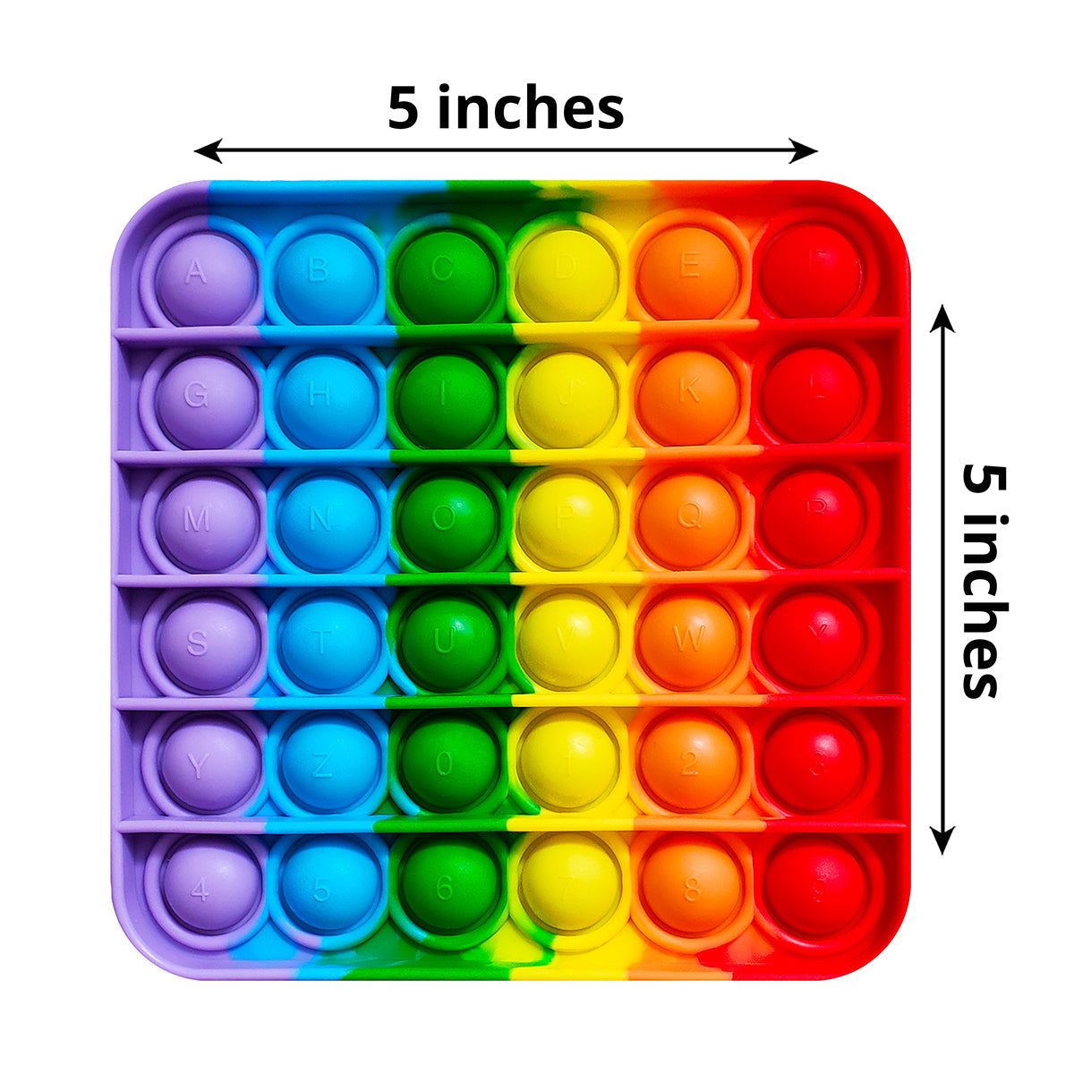 Happy Kids Rainbow Push & Pop It Fidget Toy with Letters & Numbers