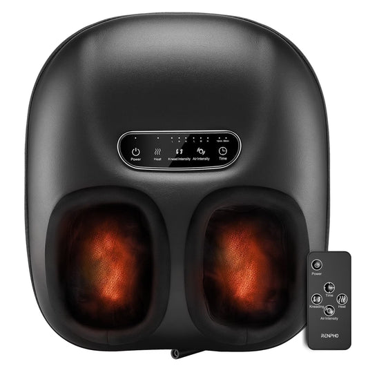 Renpho Heated Shiatsu Foot Massager – Deep Kneading, Roling & Air Compression for Foot Pain, Circulation & Neuropathy Relief